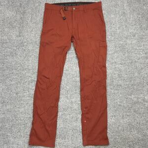 Prana Pants Mens 33x34 Rust Brown Straight Fit Nylon Hiking Cargo Snap